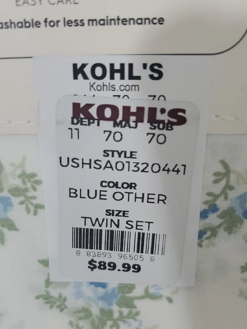 Laura Ashley Twin 100% Cotton Percale Blue Floral Sheet Set NIP